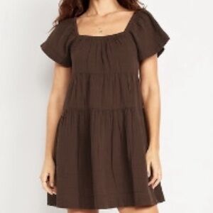 Old Navy Chocolate Flutter Sleeve Mini Dress